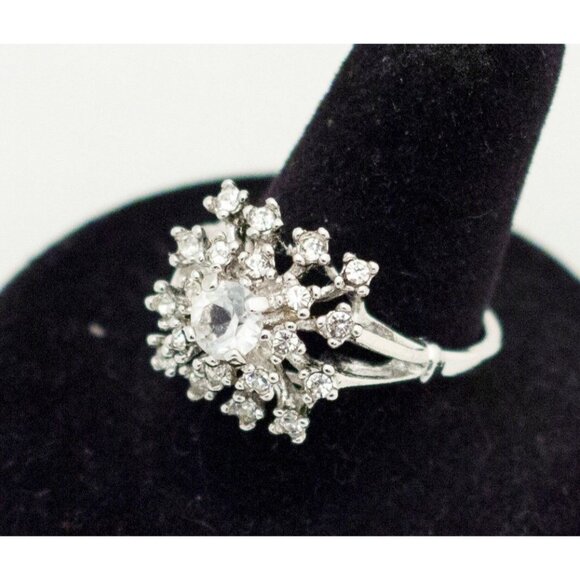 Size 8 3/4, Edwardian Style Ring, Statement Ring, Silver Ring, Edwardian Ring - Picture 2 of 3